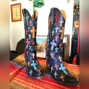Old gringo cross ooh my god black cowboy boots Christian